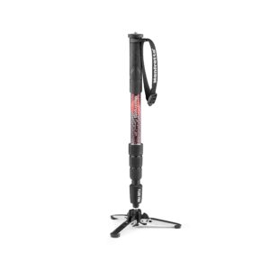 manfrotto element mii video aluminium fluid monopod, slim and lightweight, loads up to 16kg, foldable fluid base, 4 sections, twist locks, for mirrorless and dslr cameras,red