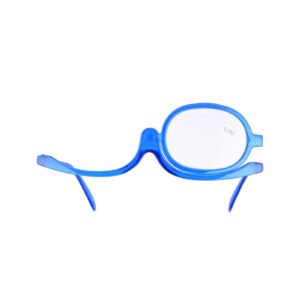 brrnoo eye makeup glasses, make up makeup glasses with foldable, magnify eye makeup glasses single lens rotating glasses women's makeup essential tool(250 + blue)