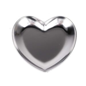 raguso stainless steel heart-shaped jewelry display tray, silver, 3-inch