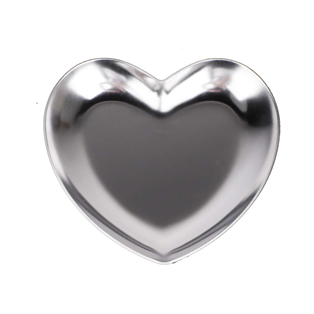 Raguso Stainless Steel Heart-Shaped Jewelry Display Tray, Silver, 3-Inch