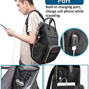 Erihop Laptop Backpack Women 17 Inch Laptop Bag Fashion Backpack Purse, Work Backpack Tote Computer Bag with Charging Port Travel Backpack, Black