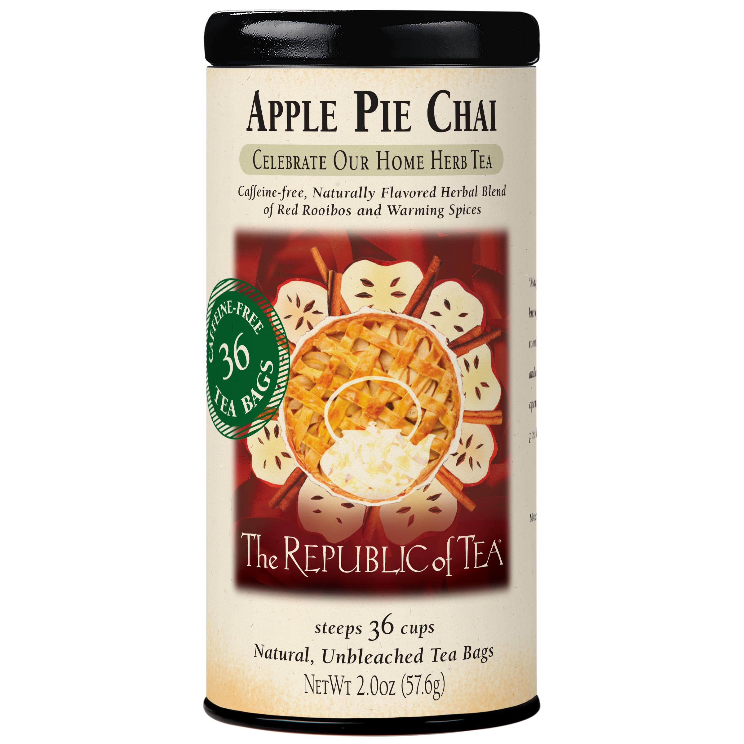 The Republic of Tea - Apple Pie Chai Herbal Tea, 36 Tea Bags