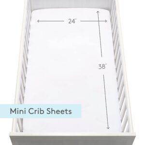 Newton Baby Mini Crib Fitted Sheets (2-Pack) | Organic Muslin Cotton, 100% Breathable & Soft Baby Sheets, Machine Washable Baby Mattress Sheets, Fits Any Mini Sized Crib 24" x 38", White