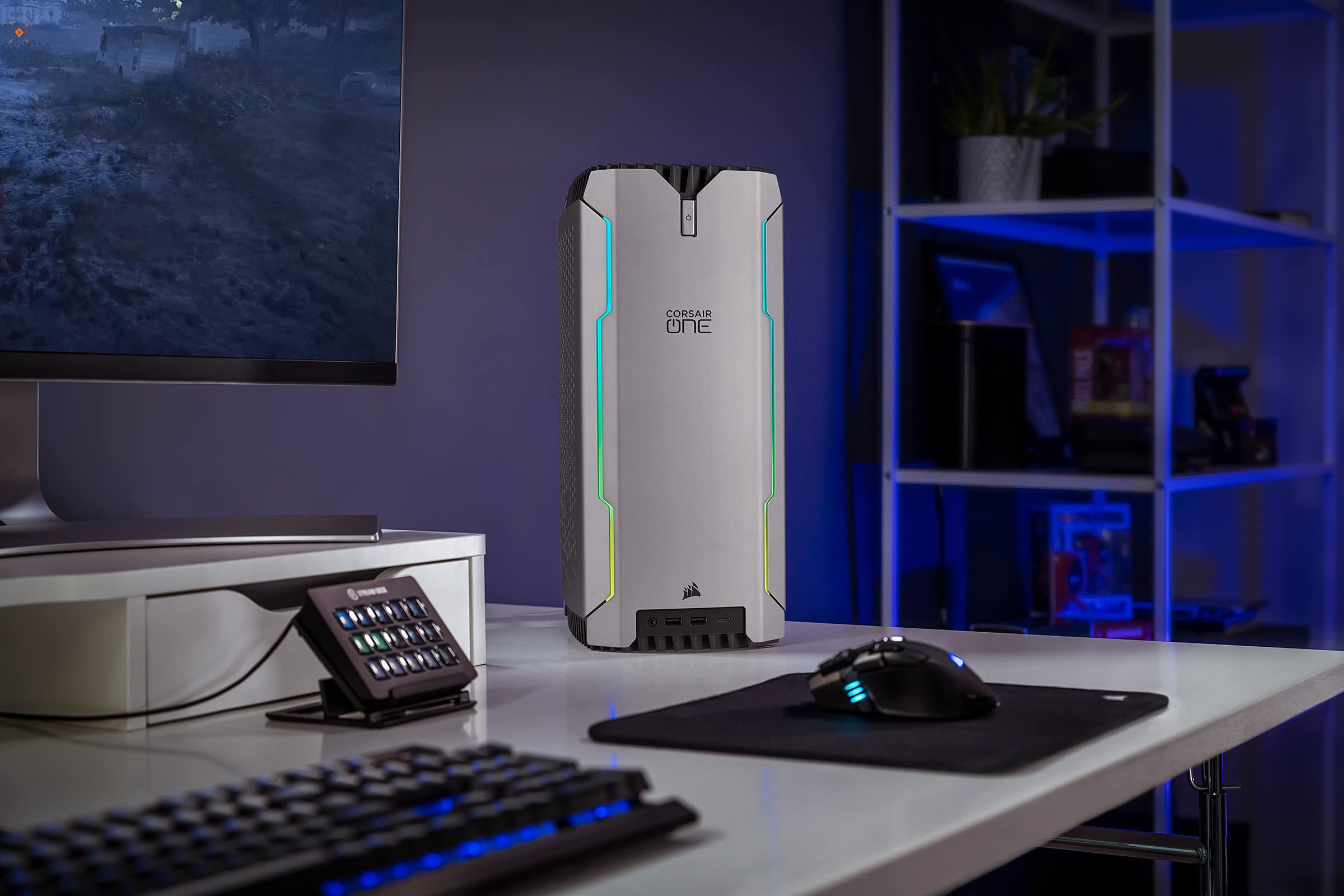 Corsair ONE PRO a200 Compact Workstation-Class PC - AMD Ryzen™ 9 5950X CPU - NVIDIA® GeForce RTX™ 3080 Graphics - 64GB Vengeance LPX DDR4 Memory, 2TB, Windows 10 Pro,Bright Silver