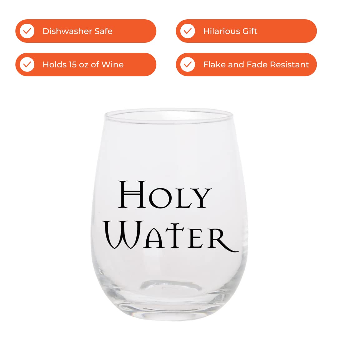 Twerp Funny Catholic Gift - Christian Holy Water Wine Glass - 15 oz