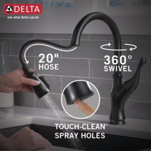 Delta Faucet Ophelia Matte Black Kitchen Faucet Touch, Touch2O Technology, MagnaTite Docking, Single-Handle, 19888TZ-BL-DST