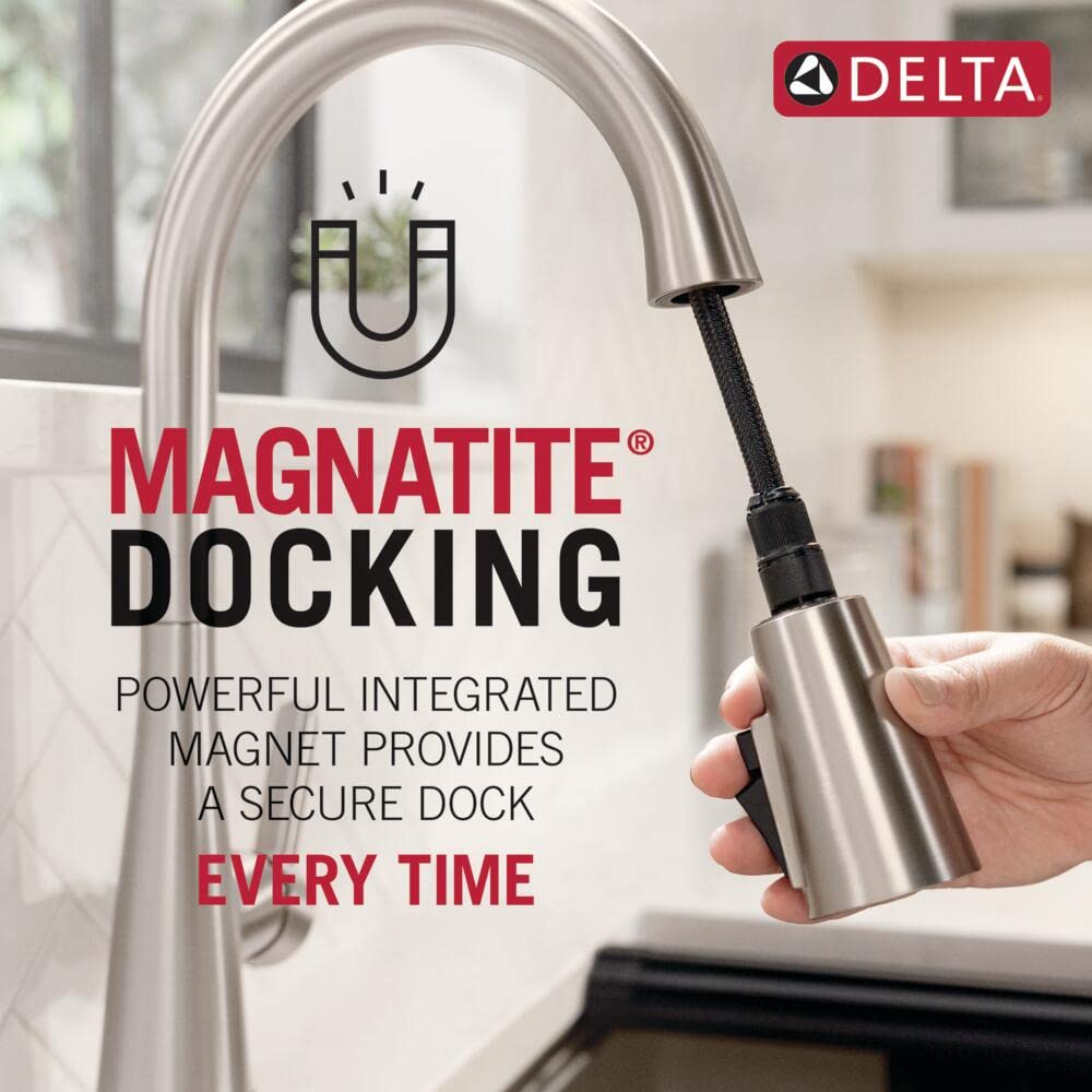 Delta Faucet Ophelia Matte Black Kitchen Faucet Touch, Touch2O Technology, MagnaTite Docking, Single-Handle, 19888TZ-BL-DST