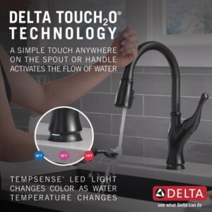 Delta Faucet Ophelia Matte Black Kitchen Faucet Touch, Touch2O Technology, MagnaTite Docking, Single-Handle, 19888TZ-BL-DST