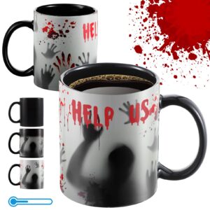 color changing zombie mug surprise birthday gift cup bloody scary coffee mug heat sensitive morphing ceramic mug for birthday halloween christmas gift(11 oz)