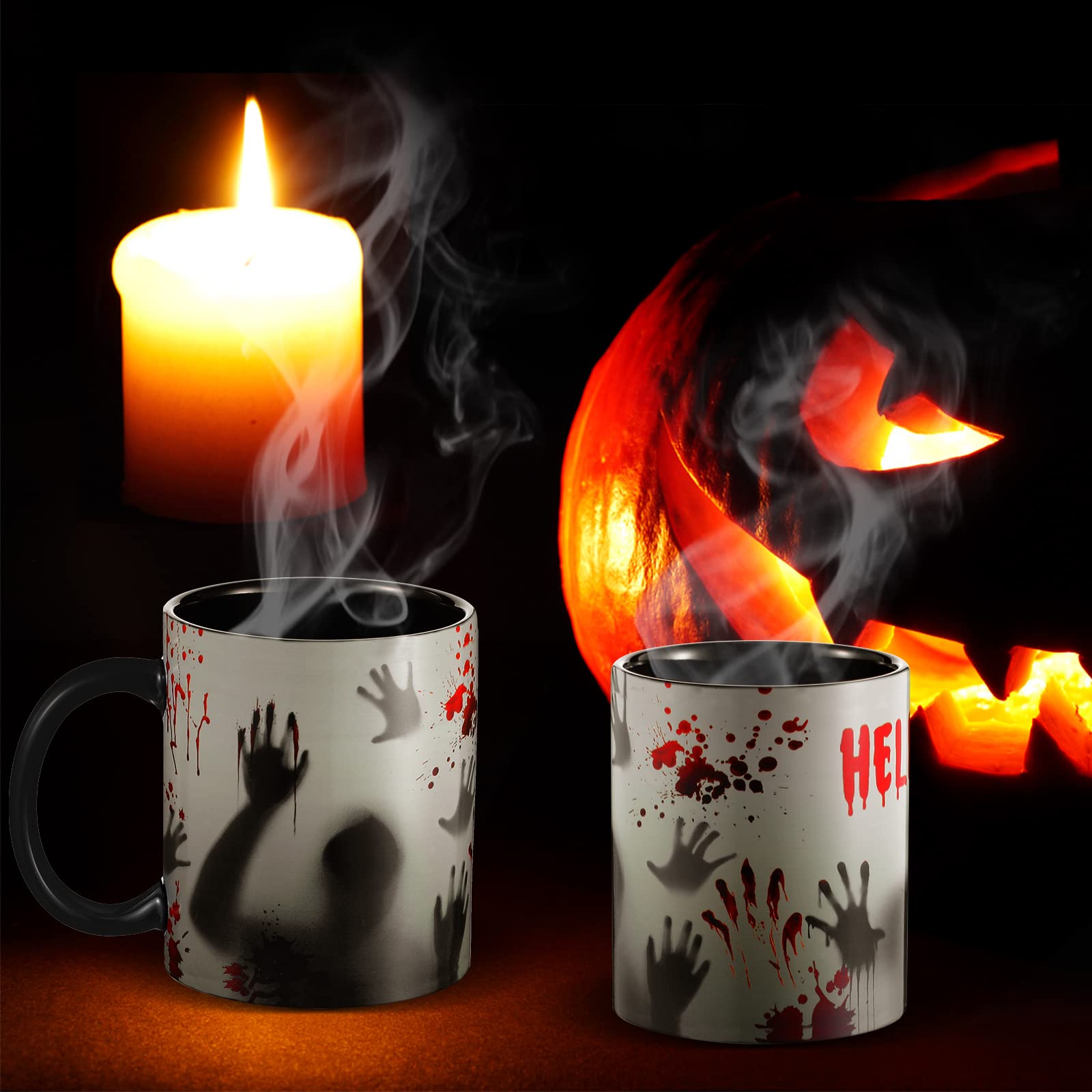 Color Changing Zombie Mug Surprise Birthday Gift Cup Bloody Scary Coffee Mug Heat Sensitive Morphing Ceramic Mug for Birthday Halloween Christmas Gift(11 oz)