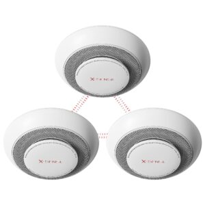 x-sense 10 years battery wireless interconnected combination smoke and carbon monoxide detector alarm with over 820 ft transmission range, large silence button, xp01-w, 3-pack