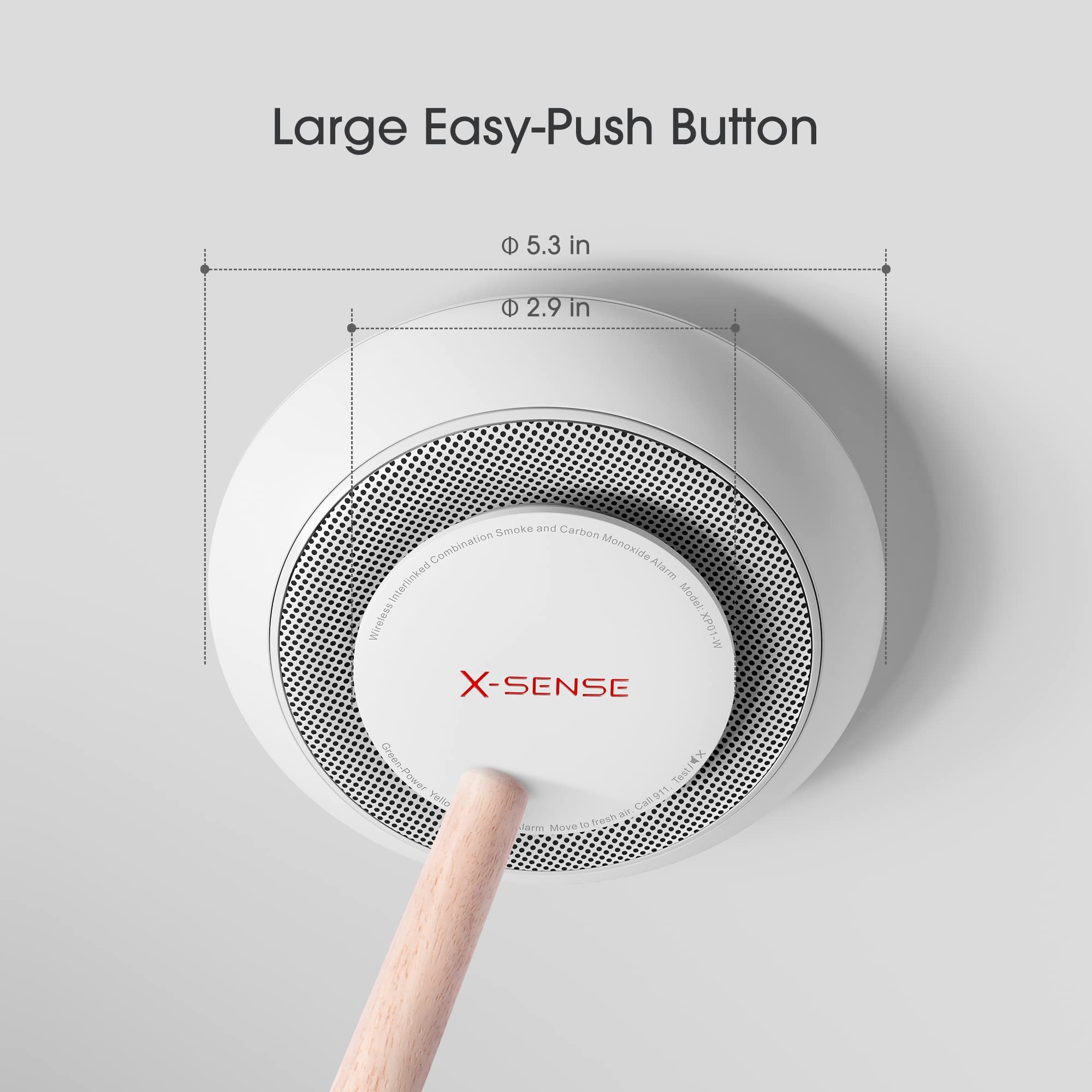 X-Sense 10 Years Battery Wireless Interconnected Combination Smoke and Carbon Monoxide Detector Alarm with Over 820 ft Transmission Range, Large Silence Button, XP01-W, 3-Pack