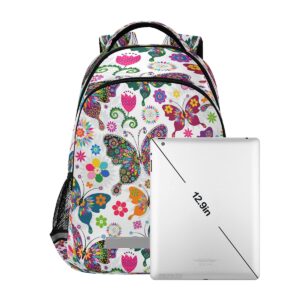 Colorful Butterflies Pattern Backpacks Travel Laptop Daypack School Book Bag for Men Women Teens Kids