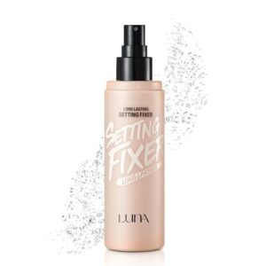 luna long lasting setting fixer spray 3.3 fl oz, weightless with micro-fine mist, natural finish, non-drying formula for all skin types, korean makeup