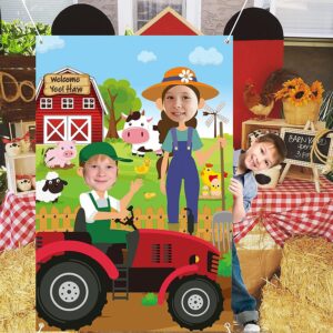 haooryx farm animals photo door banner large satin fabric photo booth props backdrop face in hole background banner decor barnyard animals theme birthday party decorations supplies party game for kids
