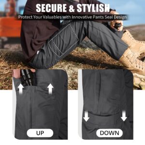 FREE SOLDIER Men's Water Resistant Pants Relaxed Fit Tactical Combat Army Cargo Work Pants with Multi Pocket (Classic Gray, 34W/30L)