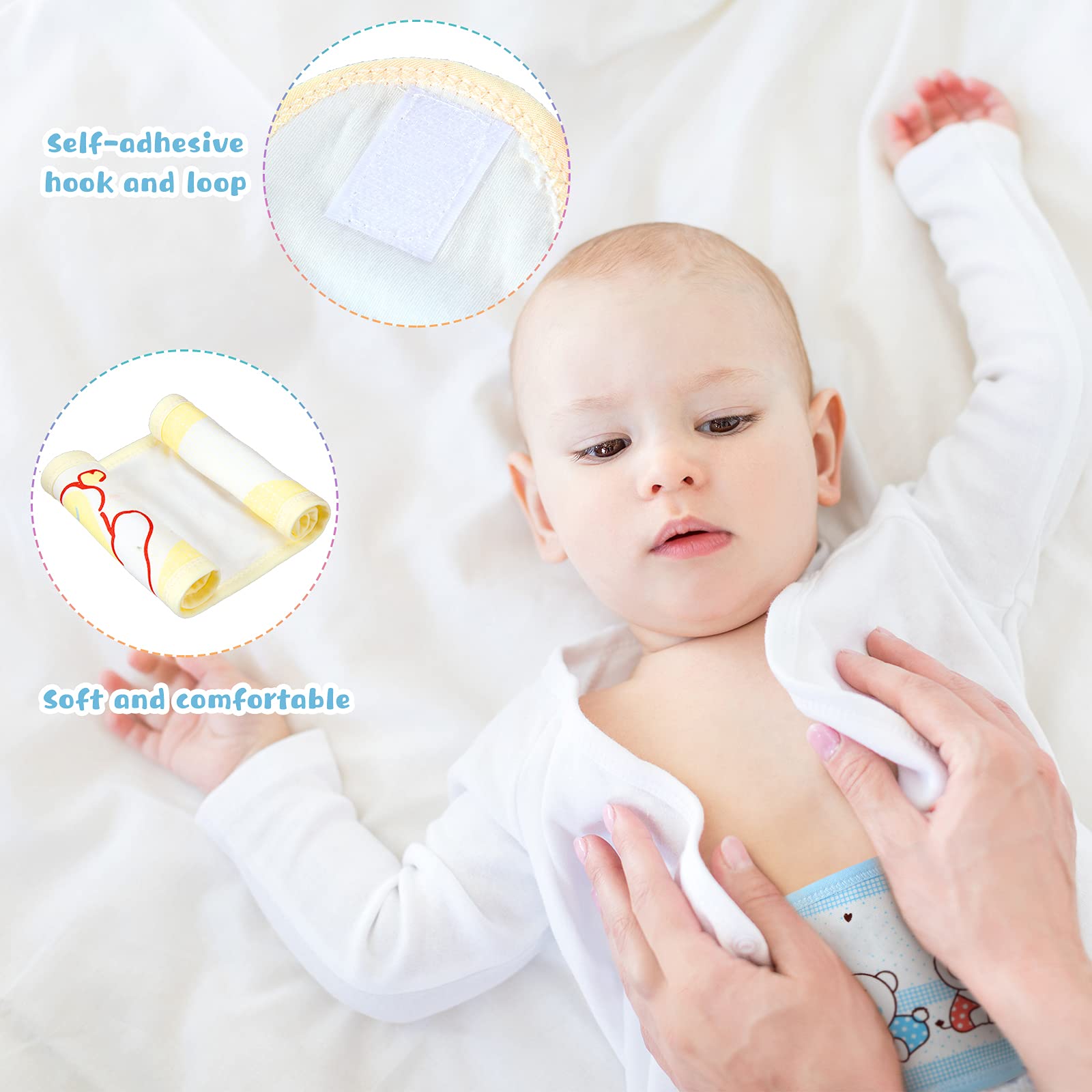 SATINIOR 8 Pcs Baby Belly Button Band Cartoon Baby Umbilical Cord Belly Band Infant Protector Soft Newborn Navel Belt for Babies 0-12 Months, 2 Styles