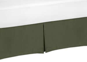 sweet jojo designs dark green boy baby crib bed skirt nursery dust ruffle - solid color hunter forest olive for rustic woodland camo deer collection