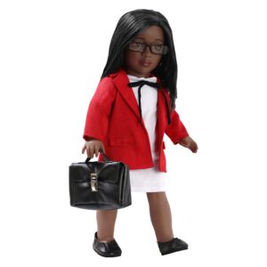 dollfun career girls 18 inch fashion doll set gloria(lawyer in london) fashion dress up doll with hair for styling, clothes, shoes and accessories. black hair and brown eyes, african american
