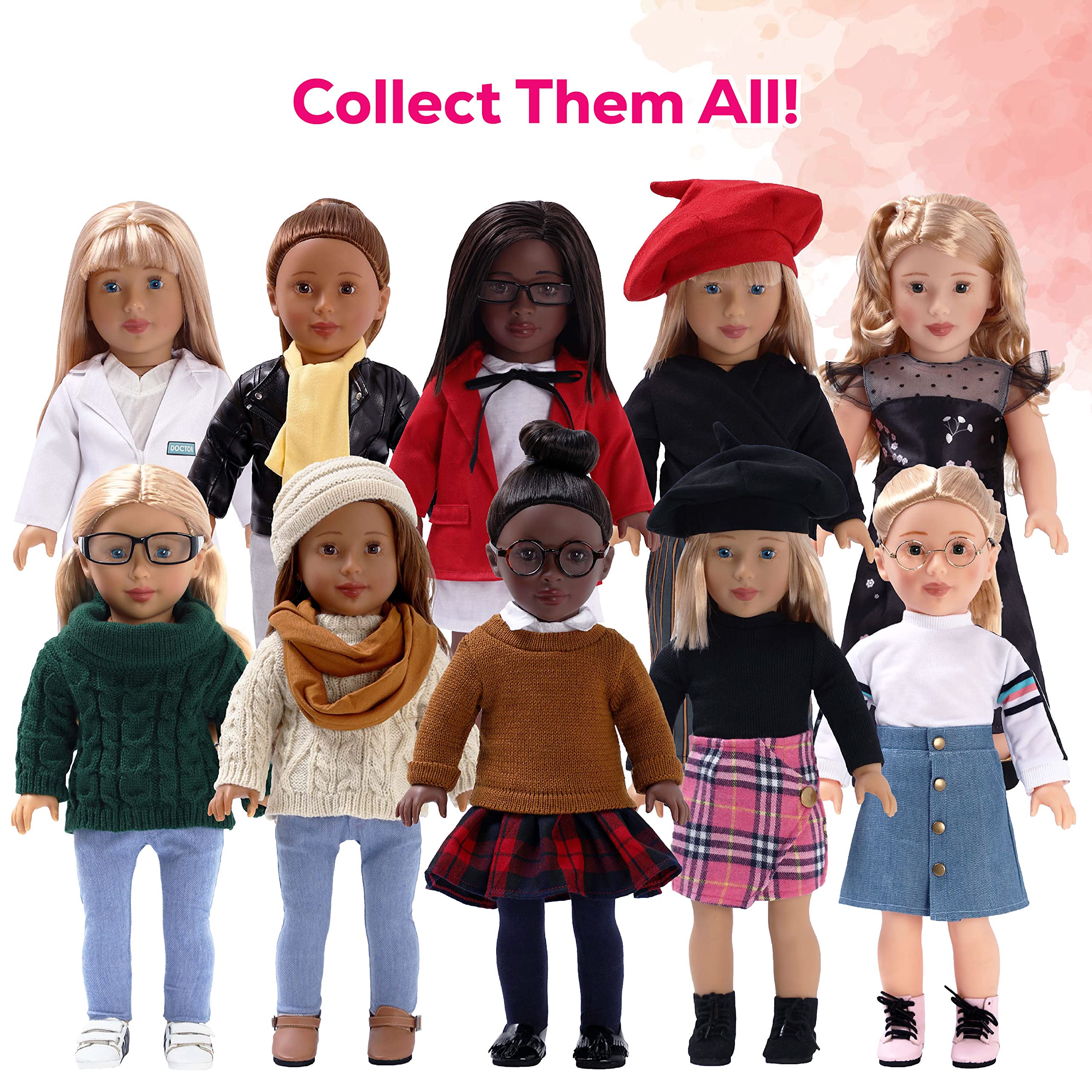 DOLLFUN Career Girls 18 inch Fashion Doll Set Gloria(Lawyer in London) Fashion Dress Up Doll with Hair for Styling, Clothes, Shoes and Accessories. Black Hair and Brown Eyes, African American