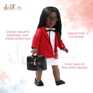 DOLLFUN Career Girls 18 inch Fashion Doll Set Gloria(Lawyer in London) Fashion Dress Up Doll with Hair for Styling, Clothes, Shoes and Accessories. Black Hair and Brown Eyes, African American