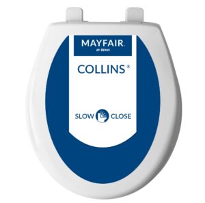 mayfair 8100sl 000 collins slow close plastic toilet seat that will never loosen, with super grip bumpers, round, long lasting solid plastic, white