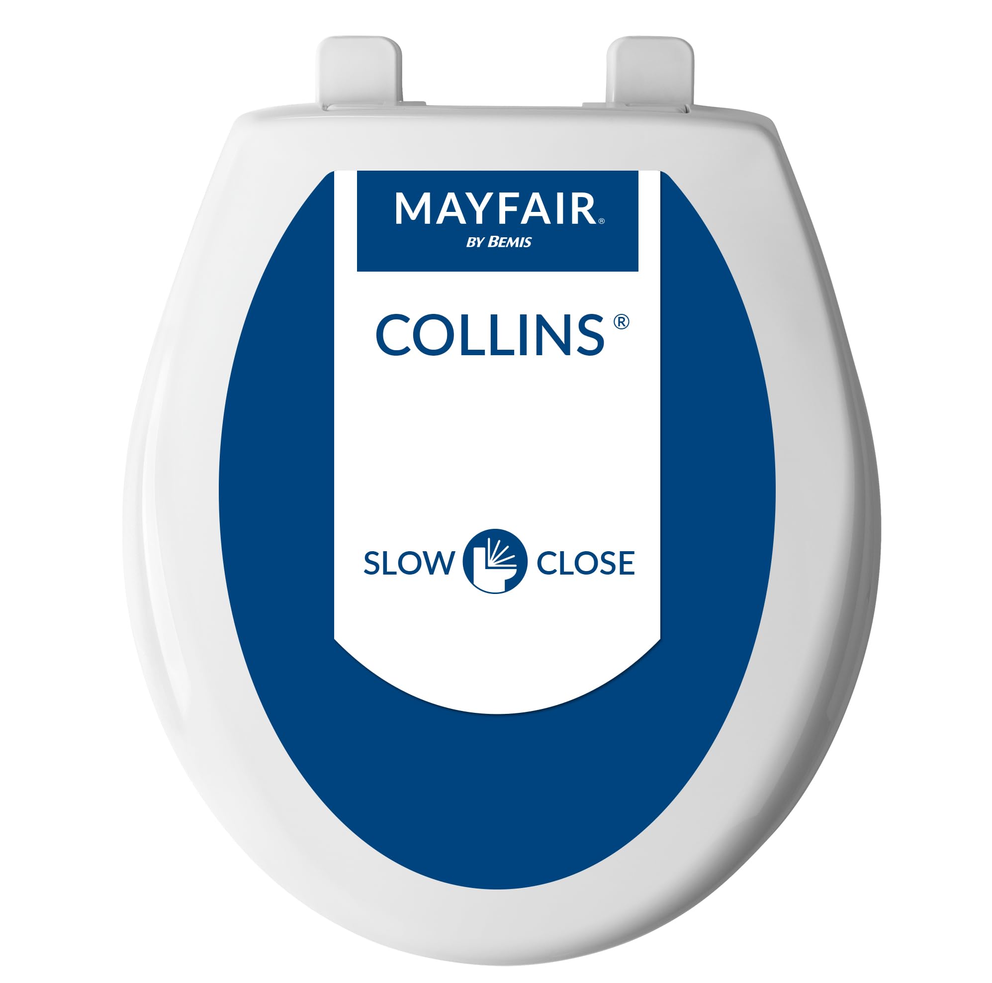 MAYFAIR 8100SL 000 Collins Slow Close Plastic Toilet Seat that will Never Loosen, with Super Grip Bumpers, ROUND, Long Lasting Solid Plastic, White