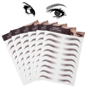 molain 4d hair-like eyebrow tattoos stickers 6 sheets waterproof long-lasting eyebrow colors transfers sticker peel off for eyebrow grooming shaping 1 style 54 pairs (brown)