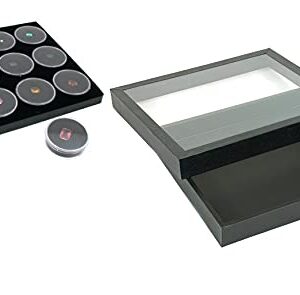 Black Square Case (Glass-top Removable Lid) w/ 1 Tray Insert (Black Foam 12 Gem Jar Insert)