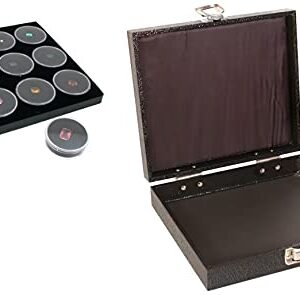 Black Square Jewelry Case (Single Metal Latch) w/ 1 Tray Insert (Black Foam 12 Gem Jar Insert)