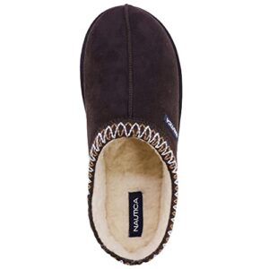 Nautica Men's Slipper Backless Faux Fur Warm Slip-On Indoor Outdoor Shoe-Briggs Mens-Chocolate Size-10