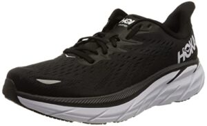 hoka one one clifton 8 womens shoes size 8, color: black/white