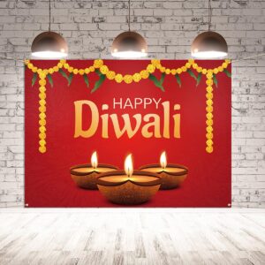 Happy Diwali Photo Booth Backdrop 5x7ft Hindu Festival of Lights Photography Background Decoration