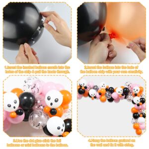 100Pcs Halloween Balloon Arch Garland Kit,Pink Black Orange Halloween Balloons Arch with BOO Foil Balloons,Skull Balloons,Bats Wall Stickers for Halloween Theme Party,Halloween Day Party Decorations