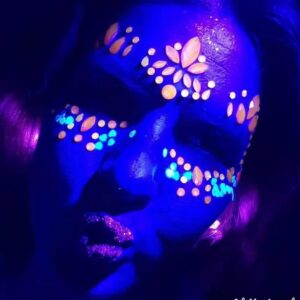 Luminous Face Gems Tattoo Stickers Body Jewelry Glow in the Dark Fluorescent Face Rhinestone Tattoo Noctilucent Temporary Tattoo Sparkly DIY Jewel Paste for Halloween Christmas Festival Makeup(4 Sets)