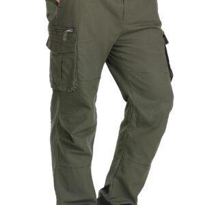 CRYSULLY Men's Cotton Tactical Trousers Outdoor Combat Hunting Safari Pants Army Green