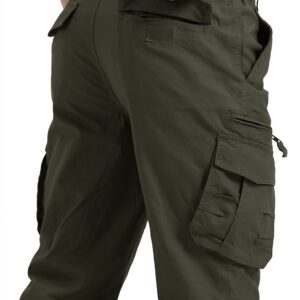 CRYSULLY Men's Cotton Tactical Trousers Outdoor Combat Hunting Safari Pants Army Green