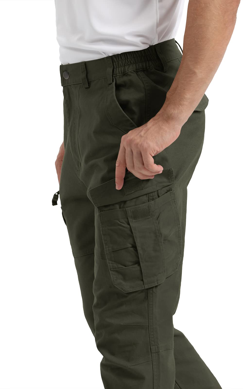 CRYSULLY Men's Cotton Tactical Trousers Outdoor Combat Hunting Safari Pants Army Green