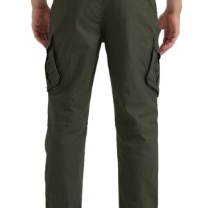 CRYSULLY Men's Cotton Tactical Trousers Outdoor Combat Hunting Safari Pants Army Green