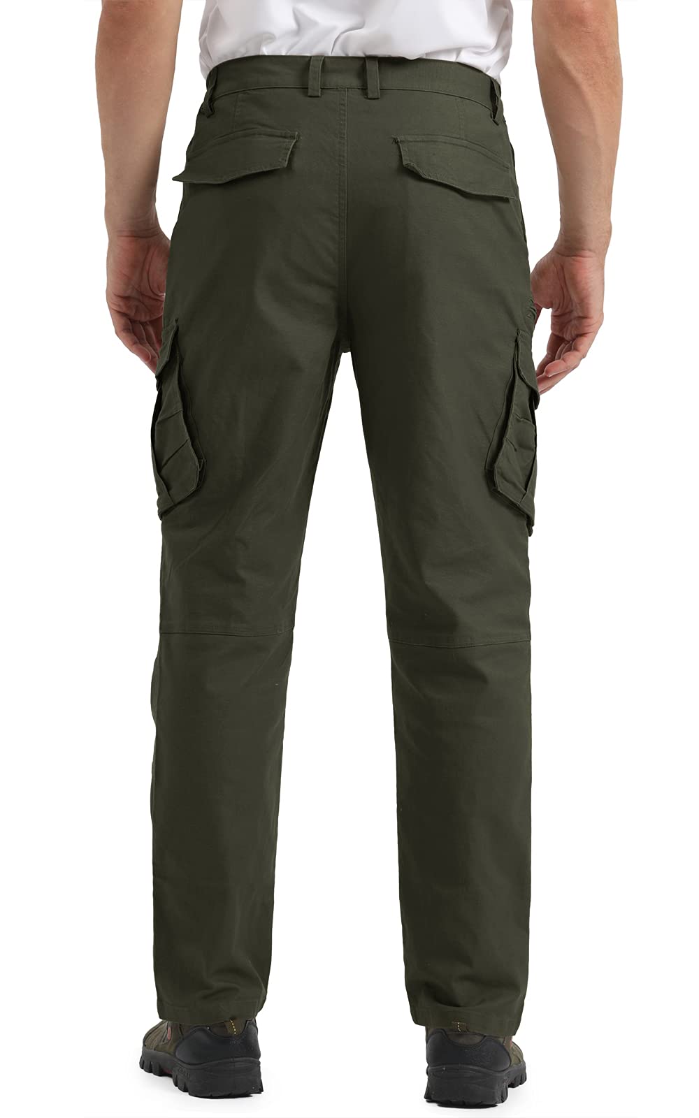 CRYSULLY Men's Cotton Tactical Trousers Outdoor Combat Hunting Safari Pants Army Green