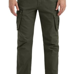 CRYSULLY Men's Cotton Tactical Trousers Outdoor Combat Hunting Safari Pants Army Green