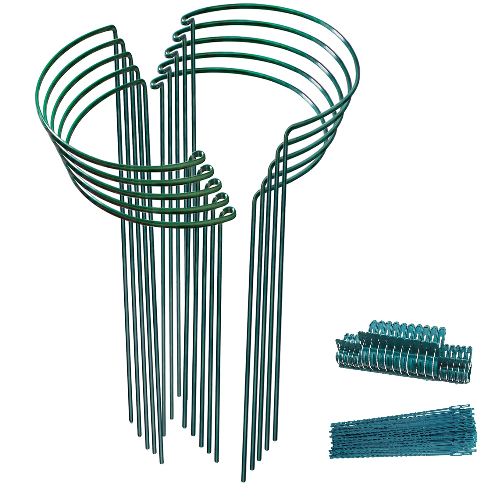 TCBWFY 10 Pack Plant Support Stakes for Peony,10" Widex24 High Heavy Duty 4.5mm Peony Cages and Support,Metal Peony Supports for Outdoor Indoor Plants,Plant Supports for Peony