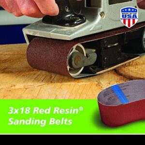 Gator 3" x 18" Red Resin Aluminum Oxide Sanding Belts, 40 Grit, 5 Pack