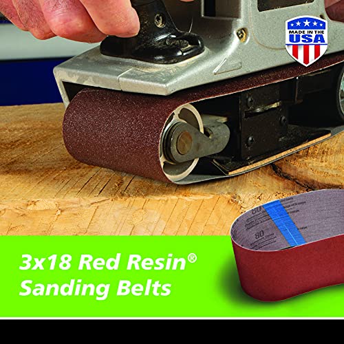 Gator 3" x 18" Red Resin Aluminum Oxide Sanding Belts, 40 Grit, 5 Pack