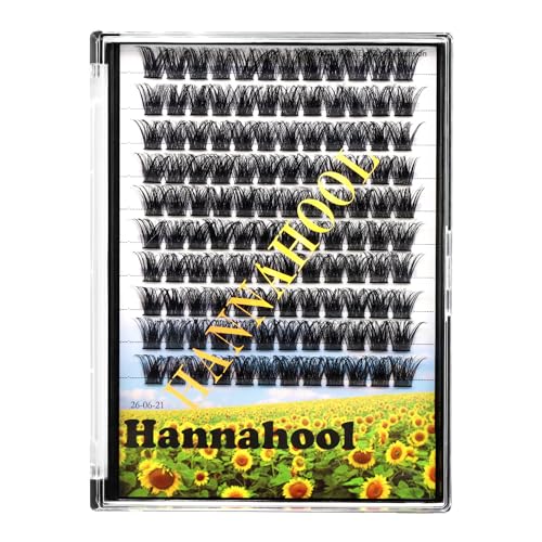 Hannahool Handmade D Curl 10-20mm to Choose 120Pcs Natural long Individual Thick Base Cluster Eyelashes Dramatic Look DIY Volume Eye Lashes Extensions (14mm)