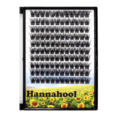 Hannahool Handmade D Curl 10-20mm to Choose 120Pcs Natural long Individual Thick Base Cluster Eyelashes Dramatic Look DIY Volume Eye Lashes Extensions (14mm)