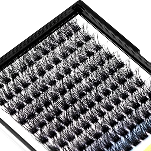 Hannahool Handmade D Curl 10-20mm to Choose 120Pcs Natural long Individual Thick Base Cluster Eyelashes Dramatic Look DIY Volume Eye Lashes Extensions (14mm)