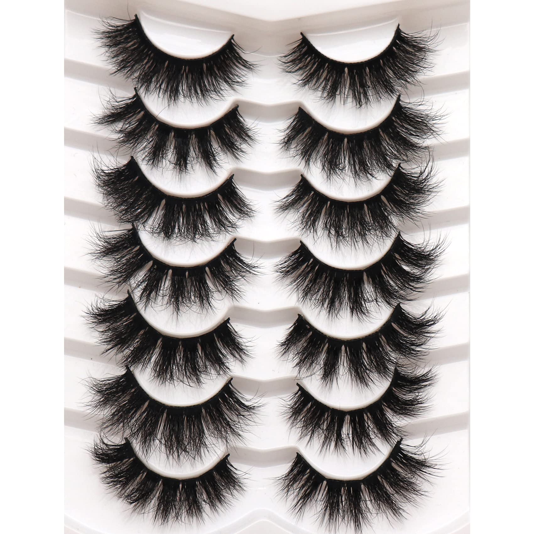 Fyonas False Eyelashes Pack 20MM Super Fluffy 6D Faux Mink Lashes Soft Long Dramatic Luxury Volume Eye Lashes 7 Pairs Pack