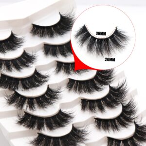 Fyonas False Eyelashes Pack 20MM Super Fluffy 6D Faux Mink Lashes Soft Long Dramatic Luxury Volume Eye Lashes 7 Pairs Pack