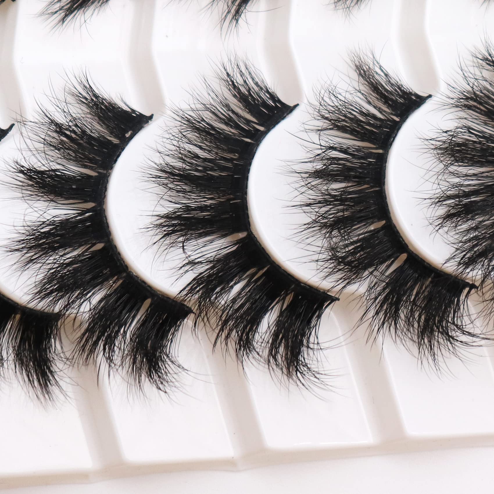 Fyonas False Eyelashes Pack 20MM Super Fluffy 6D Faux Mink Lashes Soft Long Dramatic Luxury Volume Eye Lashes 7 Pairs Pack